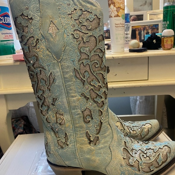 Corral Sky Blue Glitter Inlay Boot - Picture 4 of 7